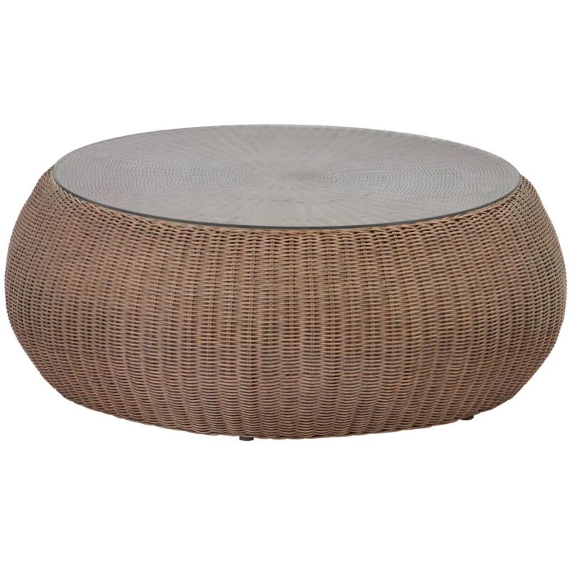 Vente-unique - Table basse de jardin en résine tressée marron - whiteheaven de mylia