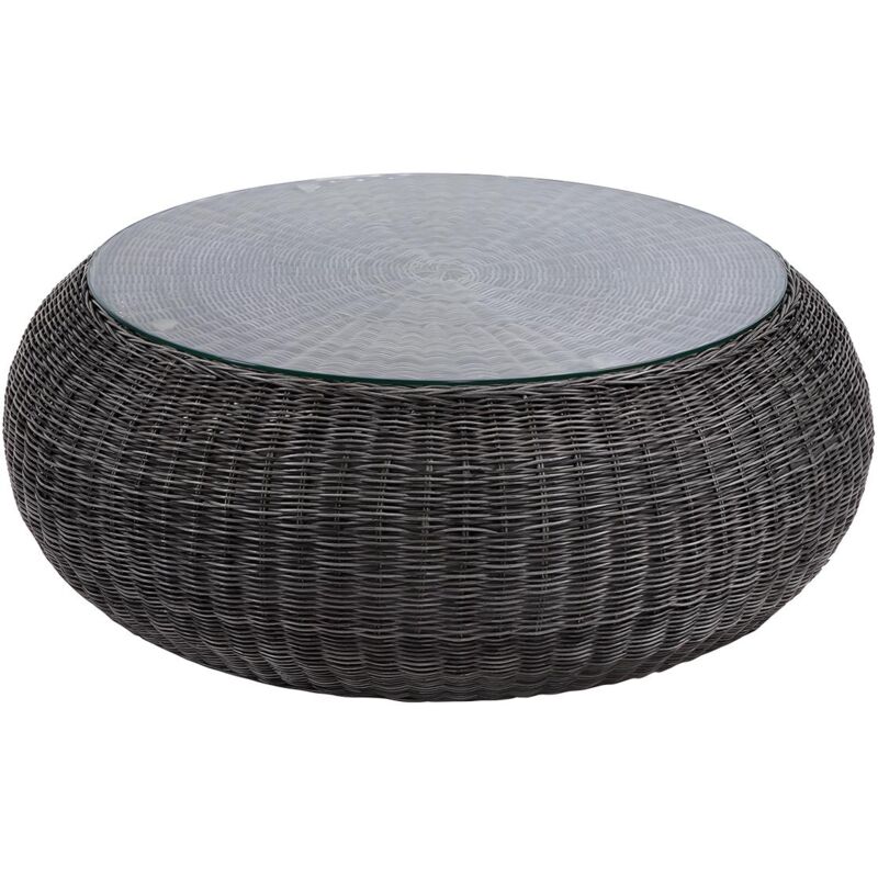 Vente-unique - Table basse de jardin en résine tressée gris - whiteheaven de mylia