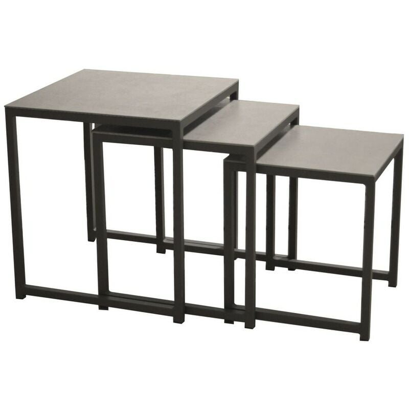 Proloisirs - Table basse de jardin Gigogne lot de 3 - grey