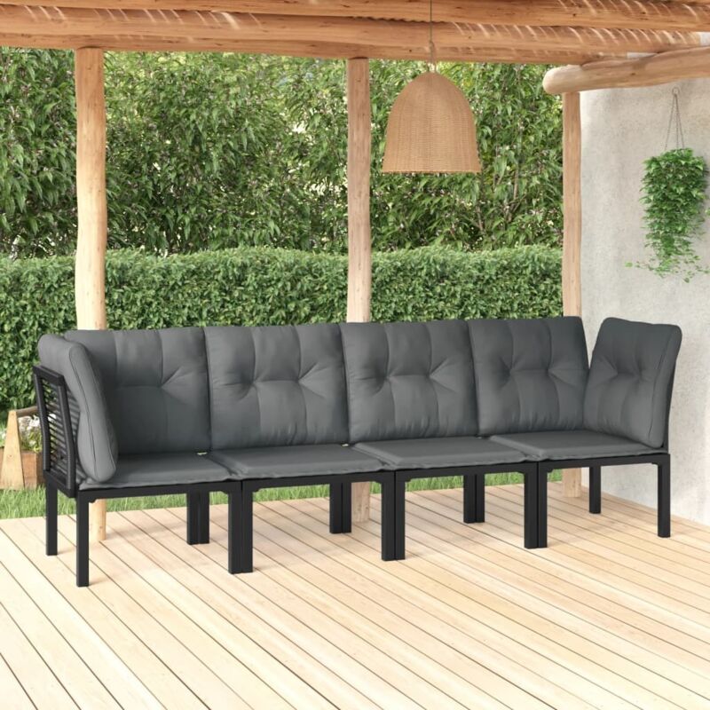 Vidaxl - Salon de jardin 4 pcs noir et gris résine tressée