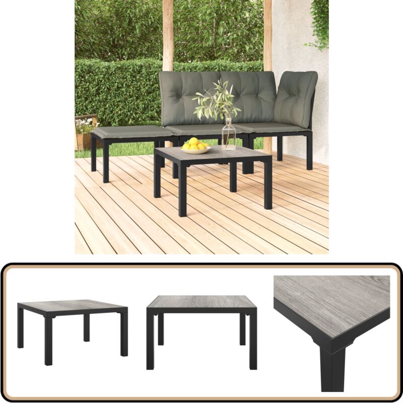 Table basse de jardin gris 55x55x31 cm dpc et acier - Table Basse Jardin - Mobilier De Jardin - Table Extérieure - Table D'appoint - Acier Inoxydable