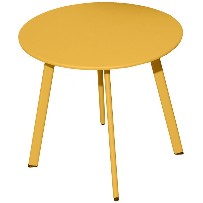 Proloisirs - Table basse de jardin Massaï ø 50 cm en acier époxy - miel