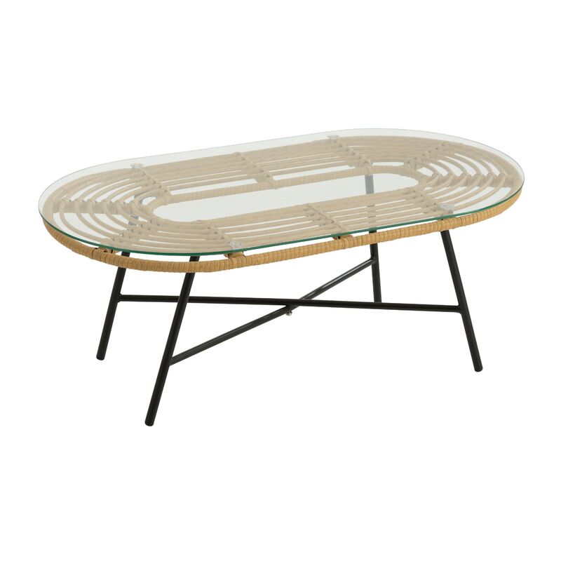 Table basse de jardin ovale métal bicolore Yvonne l 90 cm