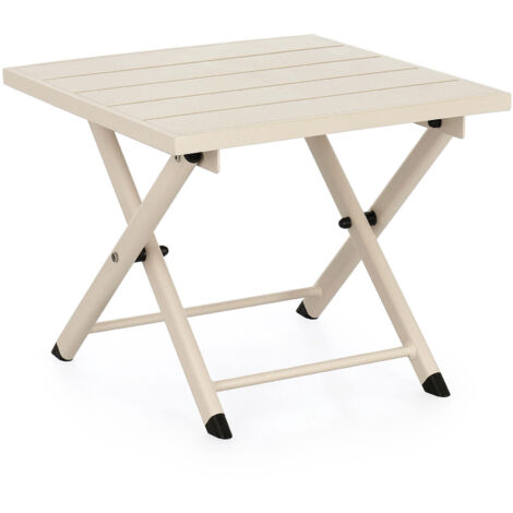 Table basse de jardin pliante en aluminium beige - TAYLEN