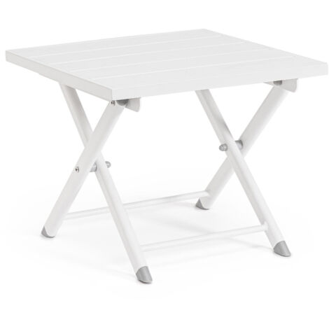 Table basse de jardin pliante en aluminium blanc - TAYLEN