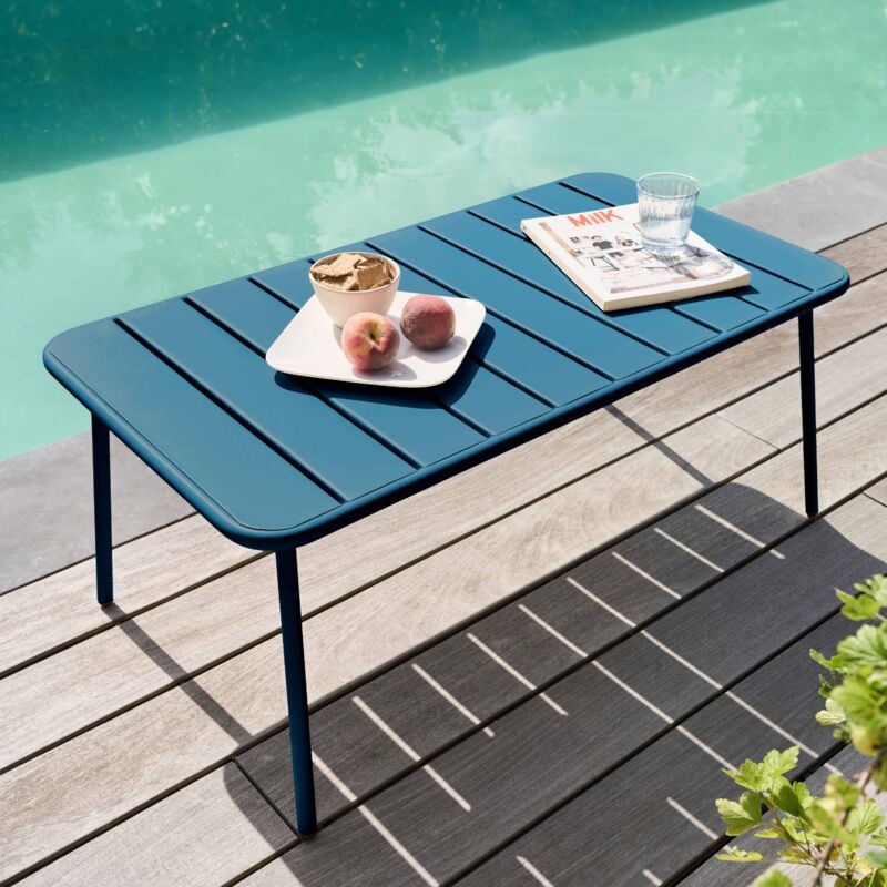 Table basse de jardin acier bleu pacific - Palavas