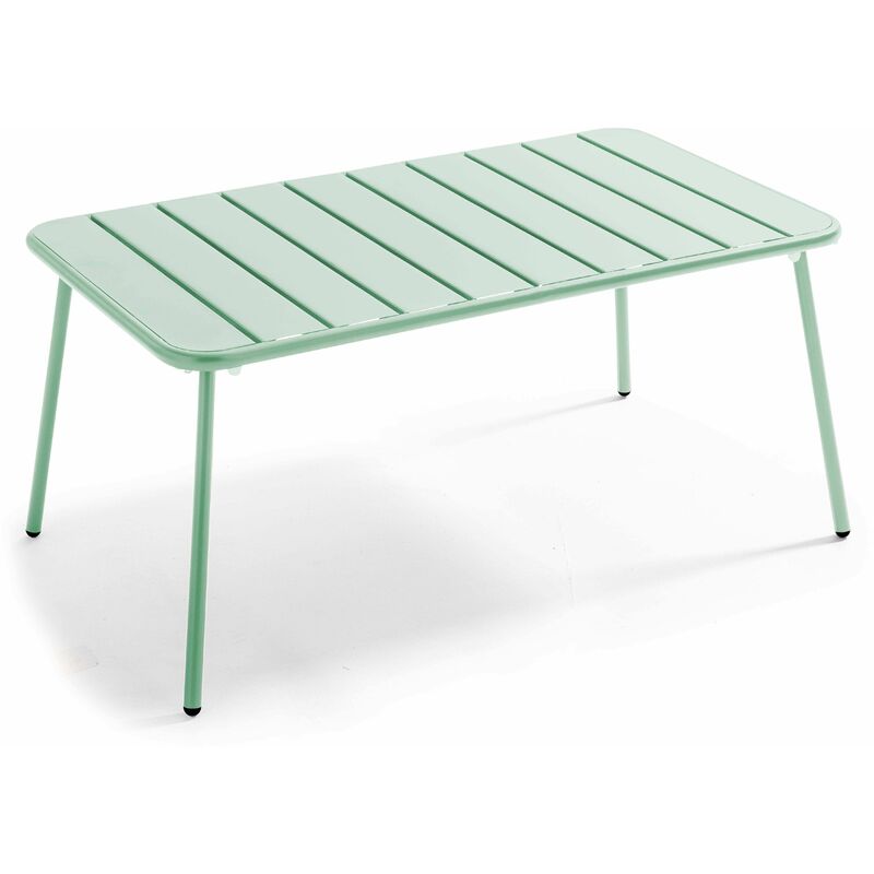Table basse de jardin acier vert sauge 90 x 50 cm - Palavas