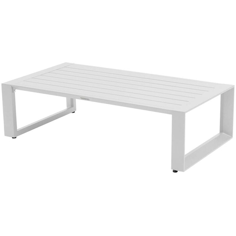Table basse de jardin rectangulaire Allure gris minéral & blanc 130x70x36cm en aluminium traité époxy - Hespéride - Blanc