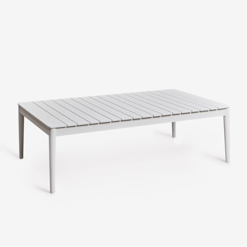 Table basse de jardin rectangulaire 120x70 cm en aluminium Sereilen Sklum Blanc Gardenia