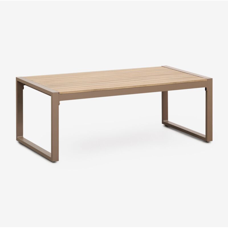 Table basse de jardin rectangulaire 110x55 cm en aluminium et bois d'acacia Lipov Sklum Brun Moka