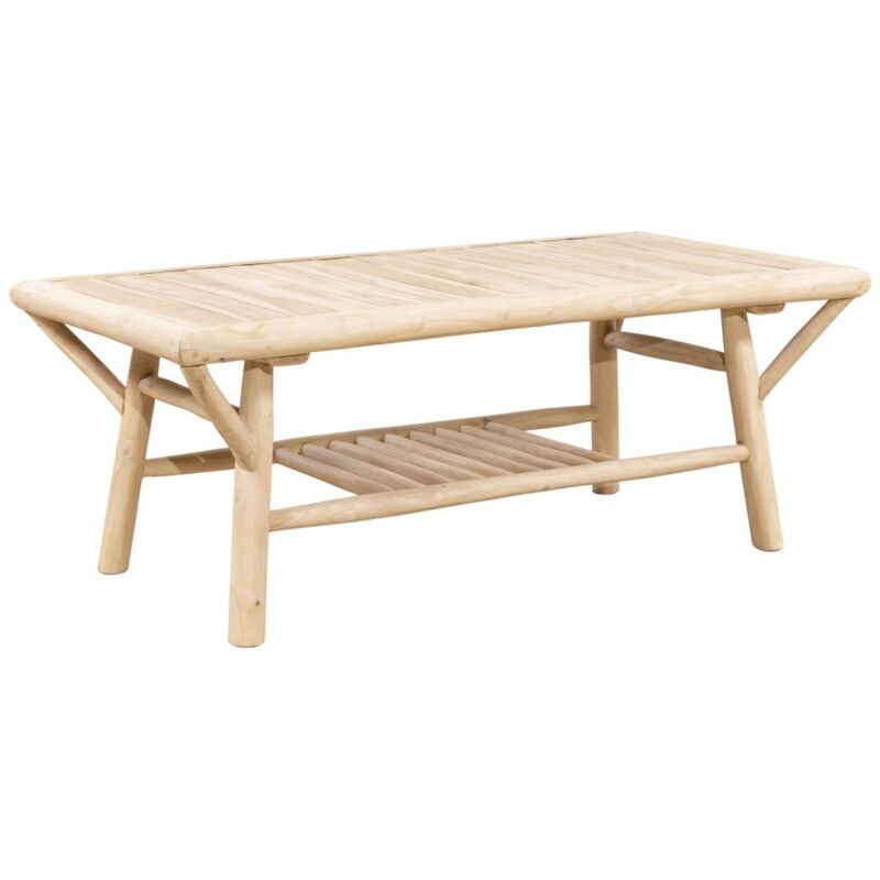 Vente-unique - Table basse de jardin rectangulaire en teck L.120 cm - Naturel clair - tulum de mylia
