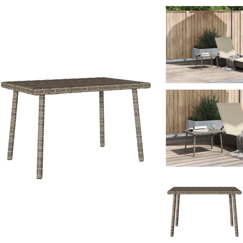 Table basse de jardin rectangulaire gris 60x40x37 cm rotin - Table Basse De Jardin - Tables Basses De Jardin - Table Basse Extérieure - Table Basse