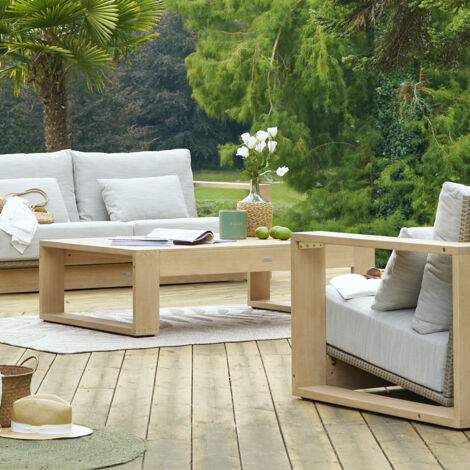 Table basse de jardin rectangulaire Loevo 140 x 95 x 41cm en eucalyptus - Hespéride
