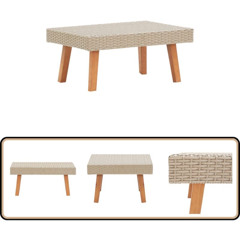 Table basse de jardin Résine tressée Beige - Table Basse Jardin - Mobilier De Jardin - Table Extérieure - Table Résinées Tressées - Décoration