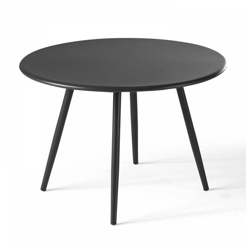Oviala - Table basse de jardin ronde en métal gris anthracite 40 cm - Palavas