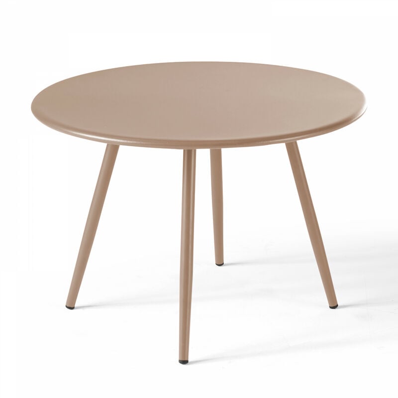 Table basse de jardin ronde Ø50cm acier thermolaqué Palavas - Taupe - Taupe
