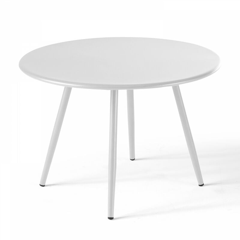 Table basse de jardin ronde en métal blanc 50 cm - Palavas - Blanc