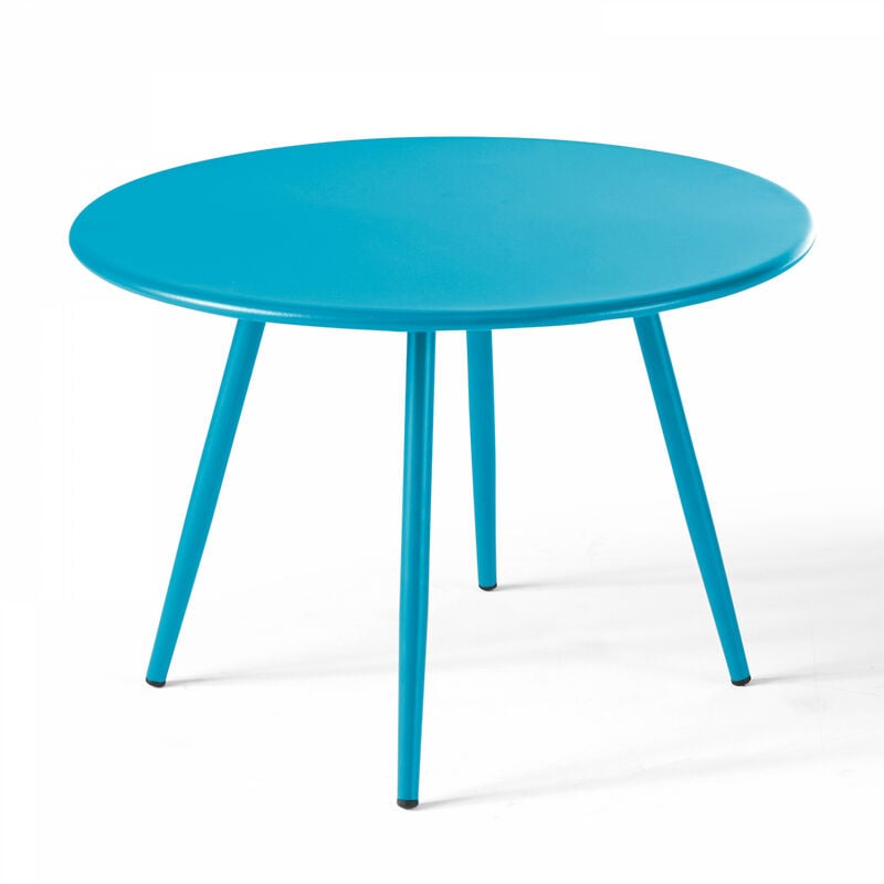 Table basse de jardin ronde en métal bleu 50 cm - Palavas - Bleu