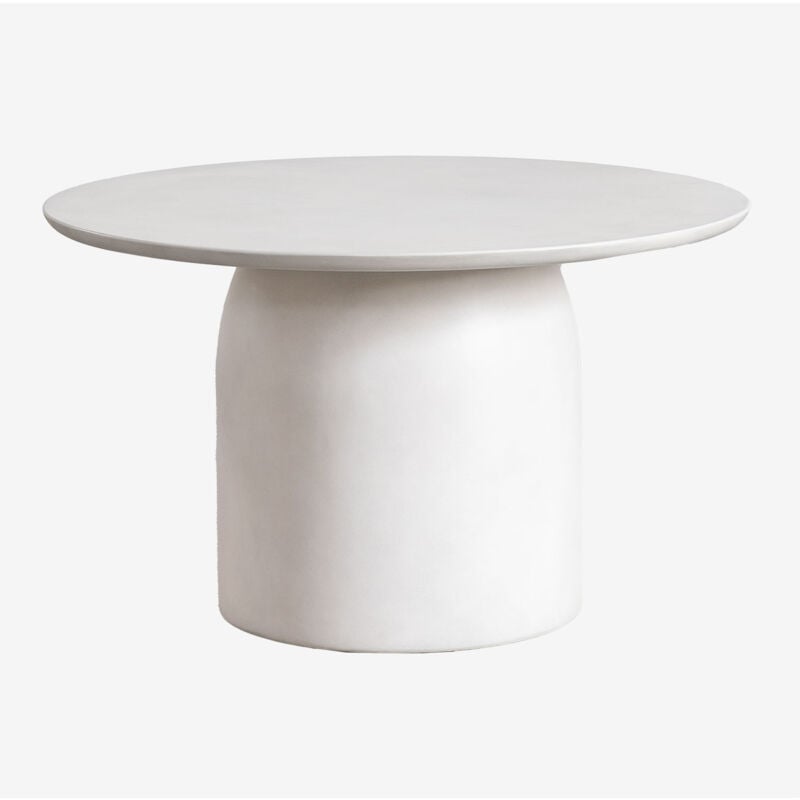 Table basse de jardin ronde Ø75 cm en ciment Layana Sklum Blanc grisâtre