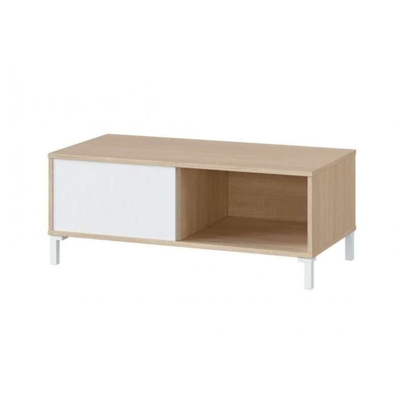 Abitare - Table basse 100x50 cm blanc mat et chêne canadien - Palme