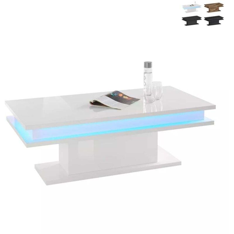 Table basse design moderne 100x55cm Lumière LED Little Big - Blanc brillant Table basse design moderne 100x55cm Lumière LED Little Big - Blanc brillant