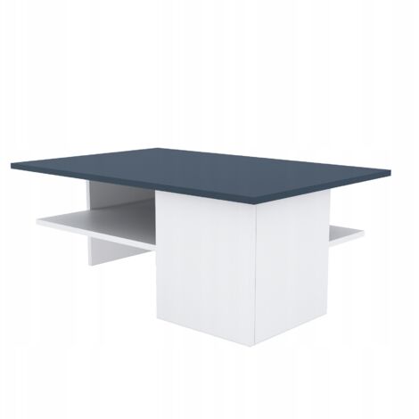Table basse de salon 90x60x33,5 cm, coloris blanc graphite