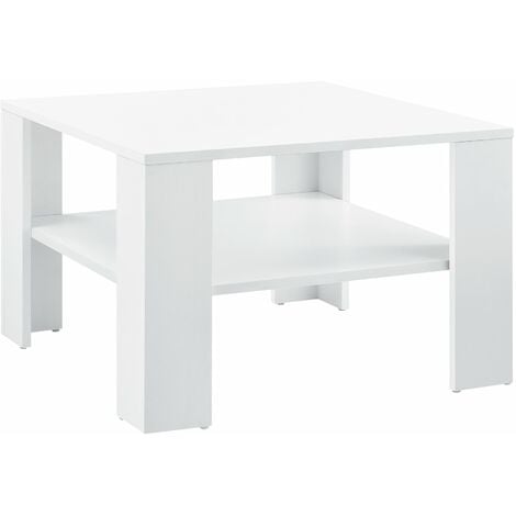 Table basse de salon avec rangement 60 x 60 x 40 cm blanc - Blanc