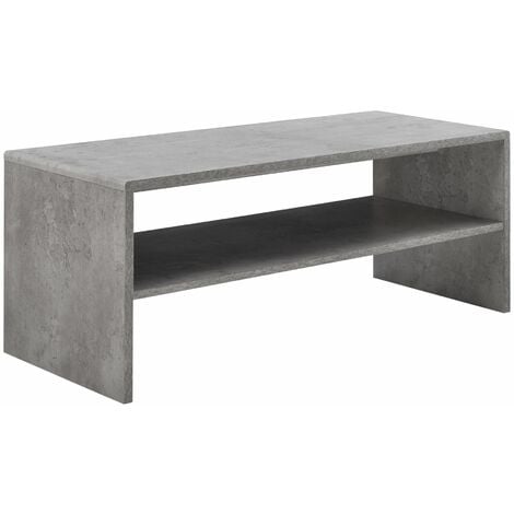 Table basse de salon avec rangement fibre de bois couleur gris béton 100 cm fibre de bois couleur gris béton - Bois