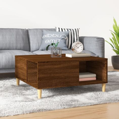 Table basse de salon  Bout de canapé  Table d'appoint pour chambre Chêne marron 80x80x36,5 cm bois d'ingénierie XTT453