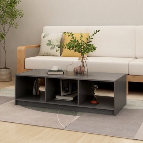 Table basse de salon  Bout de canapé  Table d'appoint pour chambre Gris 110x50x34 cm Bois de pin massif XTT998