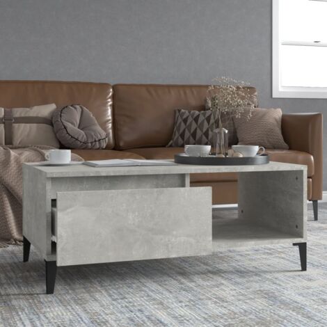 Table basse de salon Bout de canapé Table d'appoint pour chambre Gris béton 90x50x36,5 cm Bois d'ingénierie XTT633