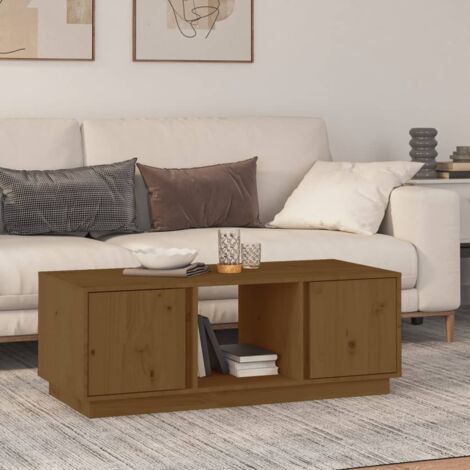 Table basse de salon  Bout de canapé  Table d'appoint pour chambre Marron miel 110x50x40 cm Bois massif de pin XTT302