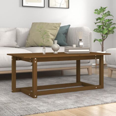 Table basse de salon  Bout de canapé  Table d'appoint pour chambre Marron miel 110x55x45 cm Bois massif de pin XTT758