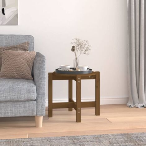 Table basse de salon  Bout de canapé  Table d'appoint pour chambre Marron miel Ø 52,5x45 cm Bois massif de pin XTT944