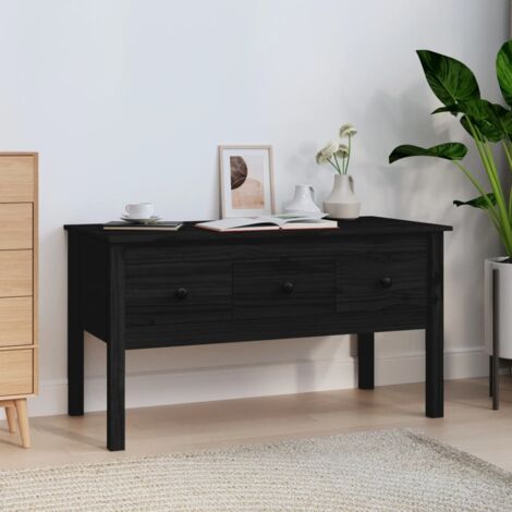Table basse de salon  Bout de canapé  Table d'appoint pour chambre Noir 102x49x55 cm Bois massif de pin XTT932