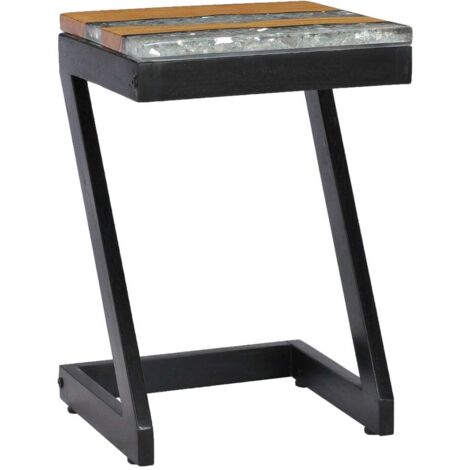 Table basse de salon  Bout de canapé  Tables d'appoint pour chambre 30 x 30 x 50 cm Bois de teck massif et polyrésine XTT836