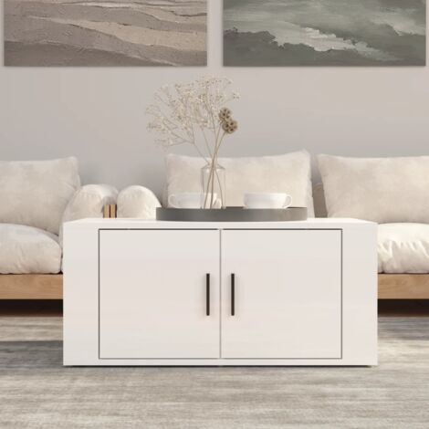 Table basse de salon Bout de canapé Tables d'appoint pour chambre Blanc brillant 80x50x36 cm Bois d'ingénierie XTT509