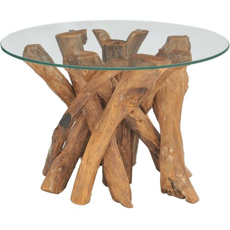 Table basse de salon  Bout de canapé  Tables d'appoint pour chambre Bois flottant de teck massif 60 cm XTT842