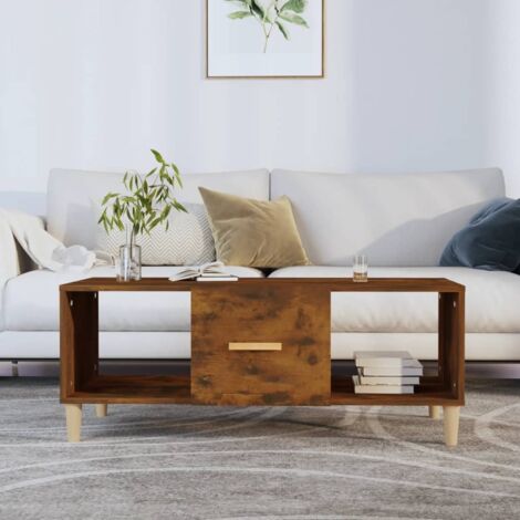 Table basse de salon  Bout de canapé  Tables d'appoint pour chambre Chêne fumé 102x50x40 cm bois d'ingénierie XTT456