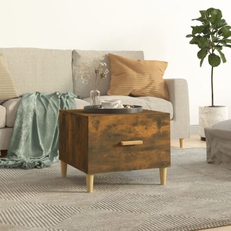 Table basse de salon  Bout de canapé  Tables d'appoint pour chambre Chêne fumé 50x50x40 cm Bois d'ingénierie XTT628