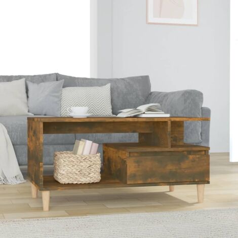Table basse de salon  Bout de canapé  Tables d'appoint pour chambre Chêne fumé 90x49x45 cm Bois d'ingénierie XTT115