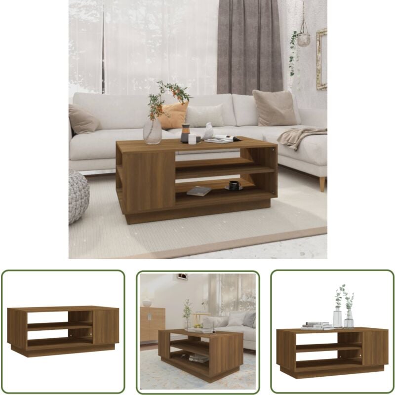 Maison Chic - The Living Store Table basse chêne marron 102x55x43 cm bois d'ingénierie - Table Basse - Meubles De Salon - Table D'appoint - Table En