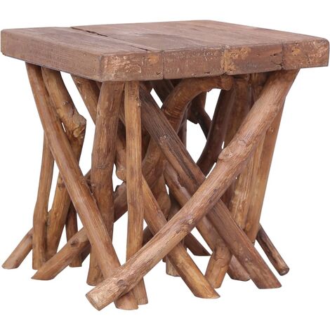 Table basse de salon Bout de canapé Tables d'appoint pour chambre en rondin 40x40x40 cm Bois solide XTT580 BonneVie
