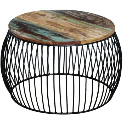 Table basse de salon  Bout de canapé  Tables d'appoint pour chambre ronde 68x37 cm Bois de récupération massif XTT137