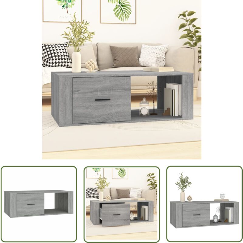 Soekavia - The Living Store Table basse Sonoma gris 100x50,5x35 cm Bois d'ingénierie - Table Basse - Meuble Salon - Table D'appoint - Table Ronde