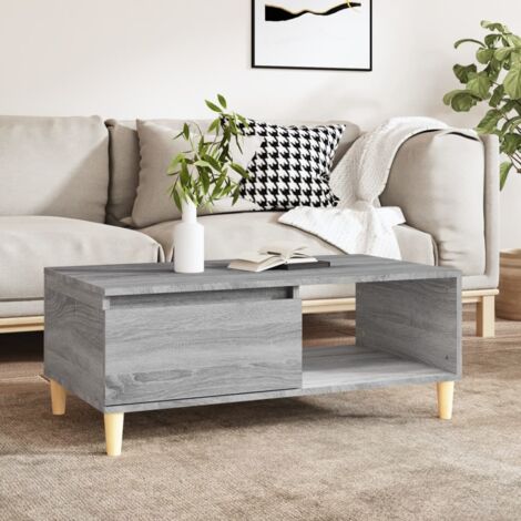 Table basse de salon  Bout de canapé  Tables d'appoint pour chambre Sonoma gris 90x50x36,5 cm Bois d'ingénierie XTT726 BonneVie