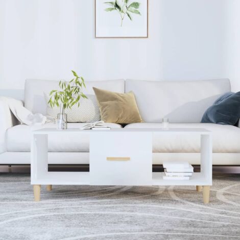 Table Basse de Salon Élégante,Table Canapé blanc 102x50x40 cm bois d'ingénierie -FR89899