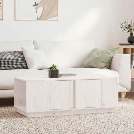 Table Basse de Salon Élégante,Table Canapé Blanc 110x50x40 cm Bois massif de pin -FR27661