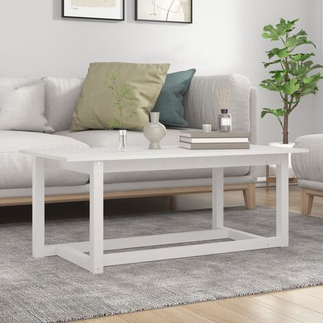 Table Basse de Salon Élégante,Table Canapé Blanc 110x55x45 cm Bois massif de pin -FR67201