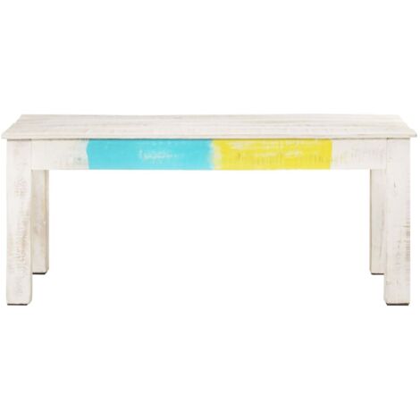 Table Basse de Salon Élégante,Table Canapé Blanc 110x60x45 cm Bois de manguier massif -FR55700